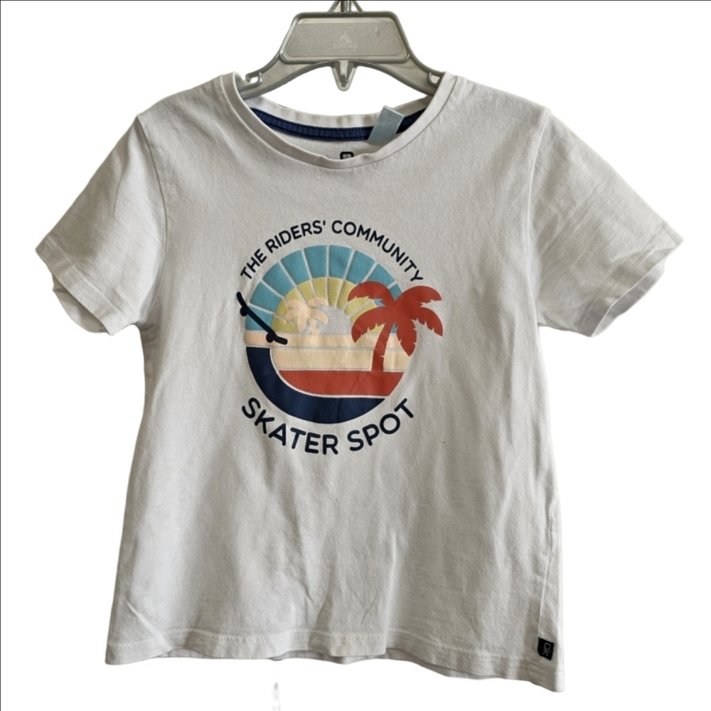 ✨ 3/$10✨ Okaidi Boys White Cotton blend T-Shirt Size 3 Years - Skater